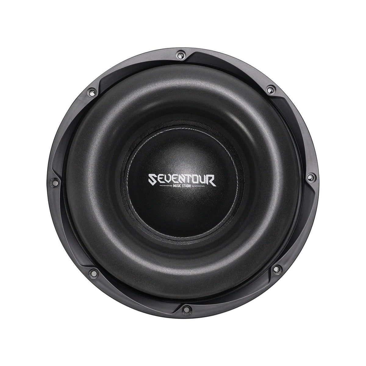Seventour 10-inch dual 4-ohm driver basket close-up for efficient sound output.