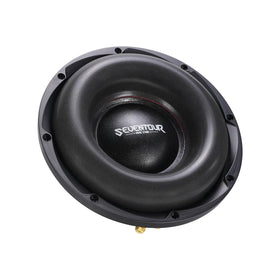 Seventour frequency response graphic shows 28 Hz–300 Hz range for deep bass.