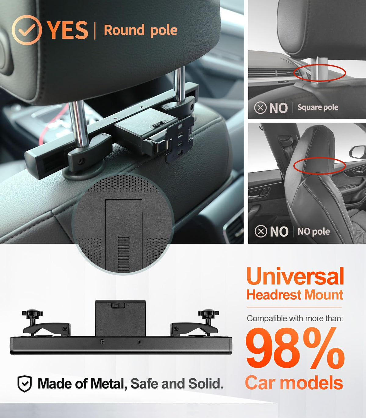 Seventour universal mount bracket fits most cars for simple installation.