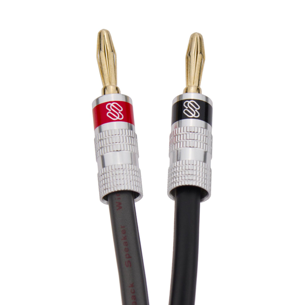 Sewell Silverback banana plugs close-up with non-conductive coating to prevent shorts
