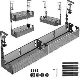 SEYHAKI under-desk cable tray assembly demonstrates flexible fit for various desk setups