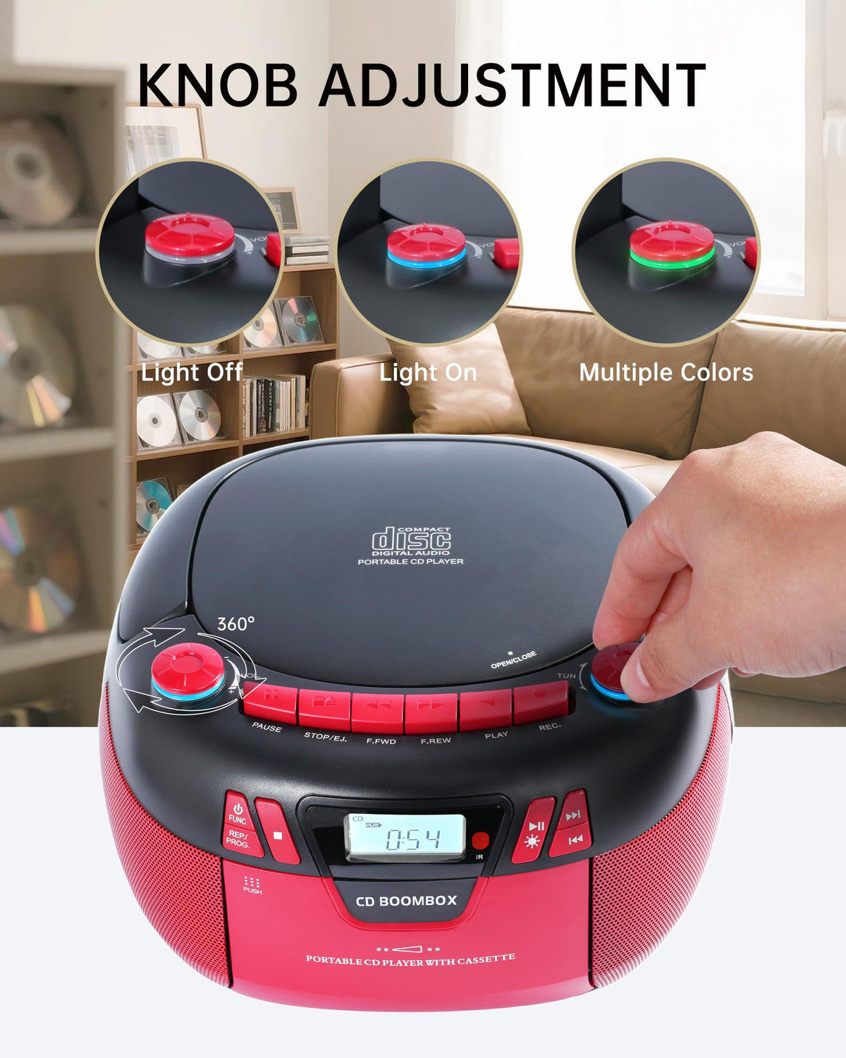 SFOOEOJ size comparison with C batteries showing portable dual-power convenience