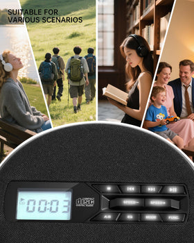 SFOOEOJ portable CD player in car demonstrating anti-skip stability on roads
