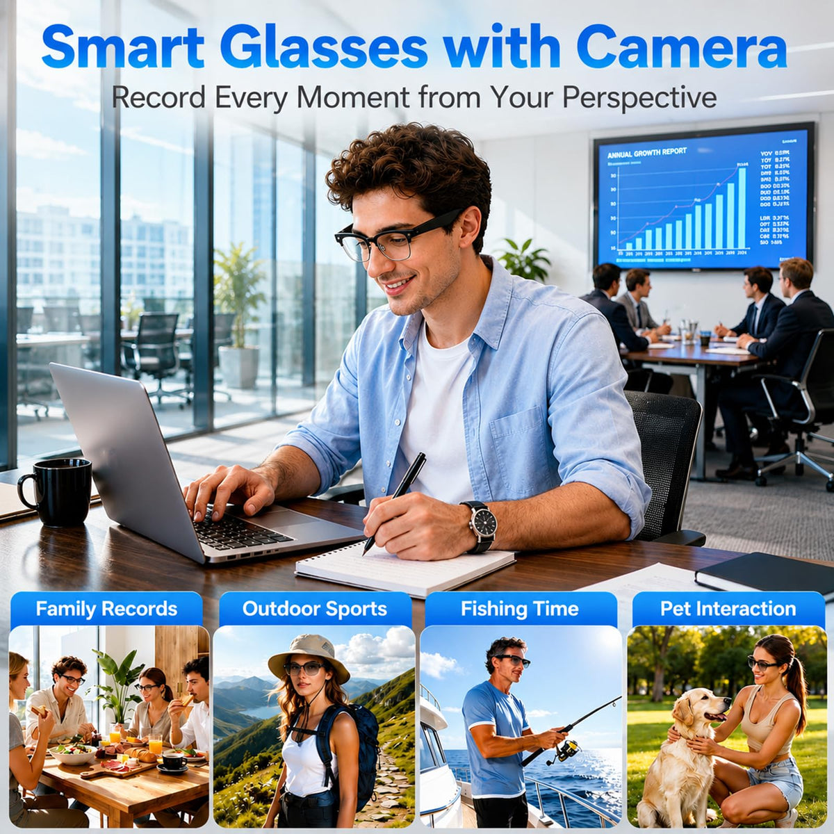 SGUKZF AI Smart Glasses Photochromic Lenses adjust to light automatically for comfort.