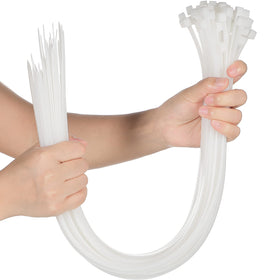 Shappy 50-pack white zip ties 30 inches for quick organization and bundling.