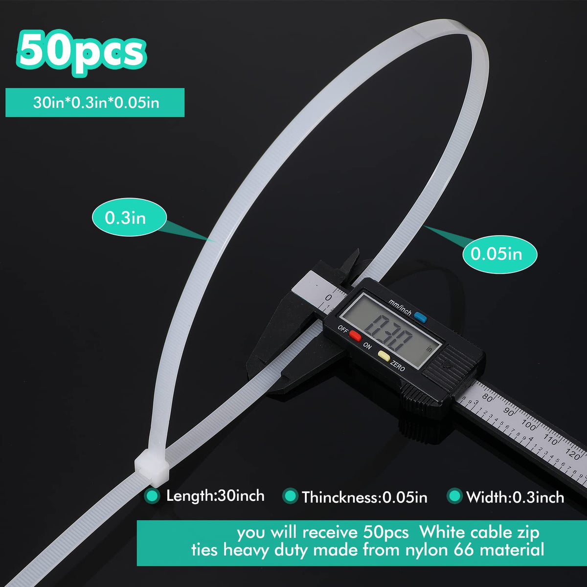 Shappy heavy-duty nylon zip ties for secure cable management.