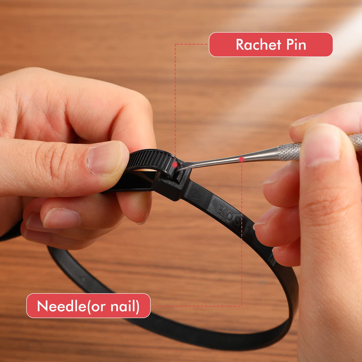 Shappy zip tie used on fence repair showing durable outdoor fastening