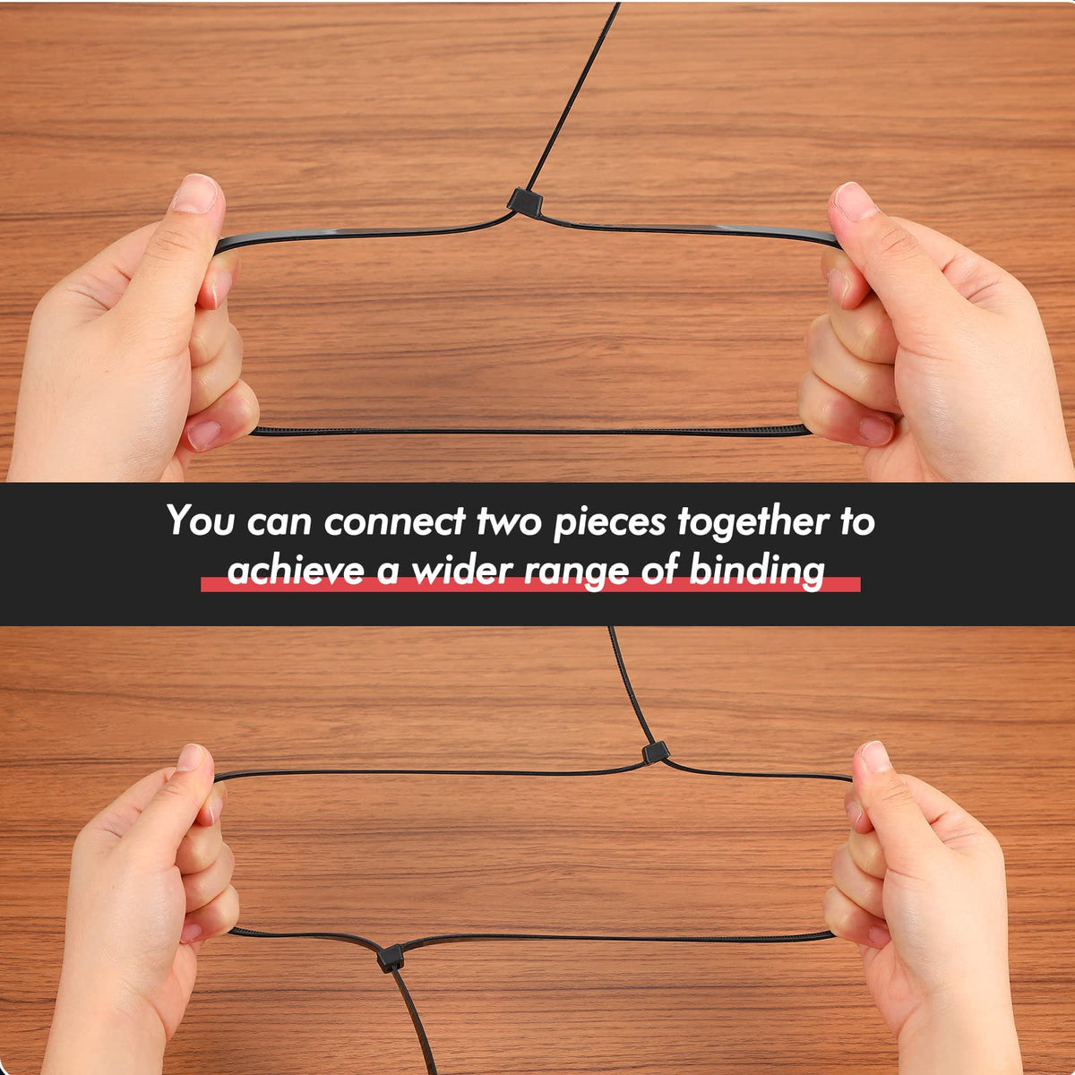 Shappy zip tie beside ruler showing 60 inch length for large jobs