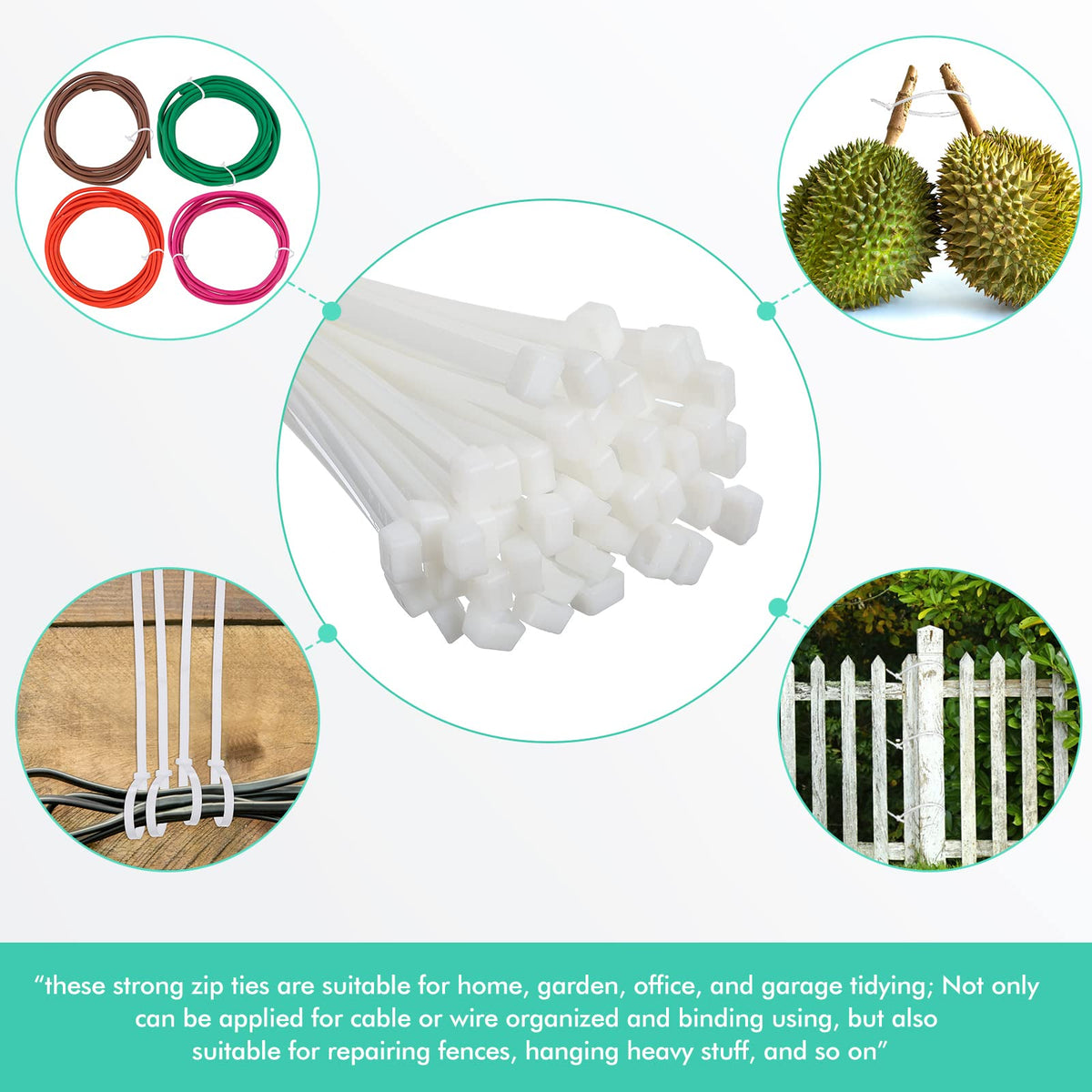 Shappy versatile zip ties for crops and outdoor repairs.