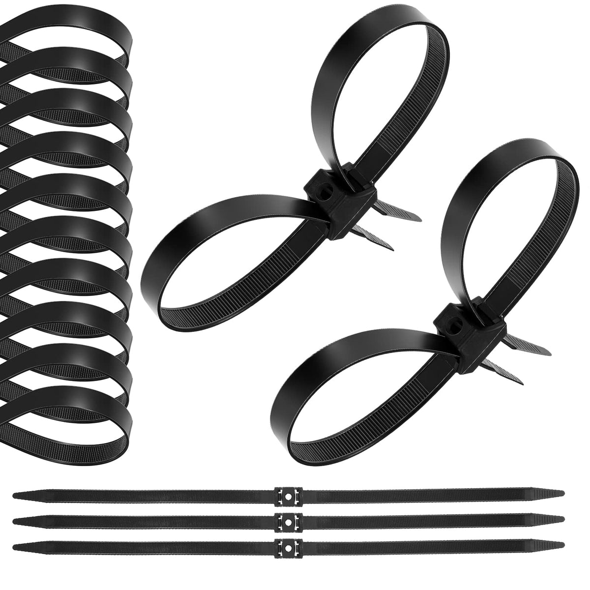 shappy pack front view showing 30 zip tie cuffs and clear labeling for quick identification