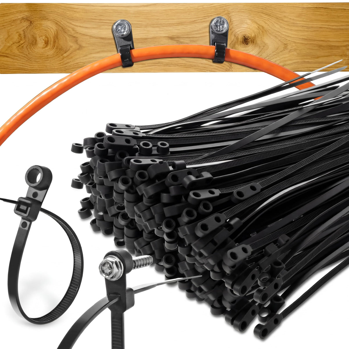 Shappy screw hole zip ties 7.5 inch pack of 500 for organized cables