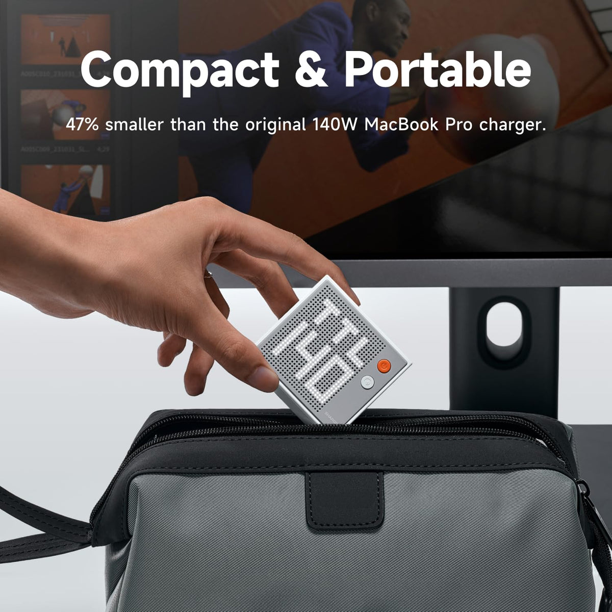 SHARGE Pixel 140W powers MacBook Pro 16-inch to 50% quickly.
