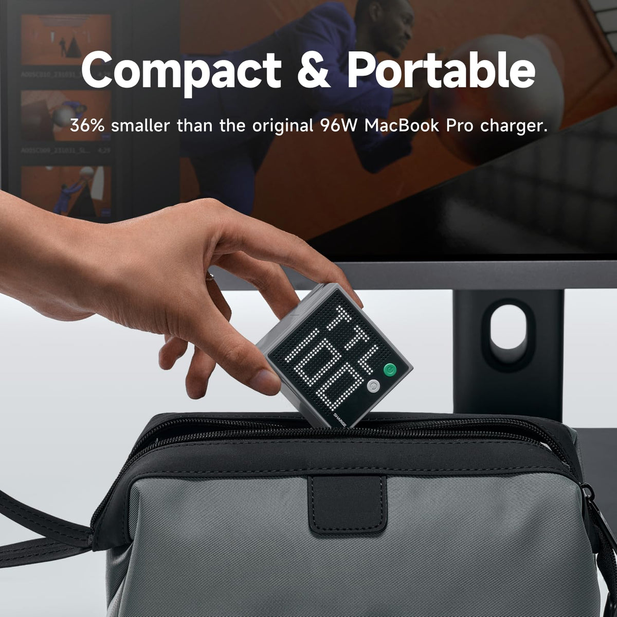 SHARGE Pixel 100 GaN technology powers compact, efficient charging.