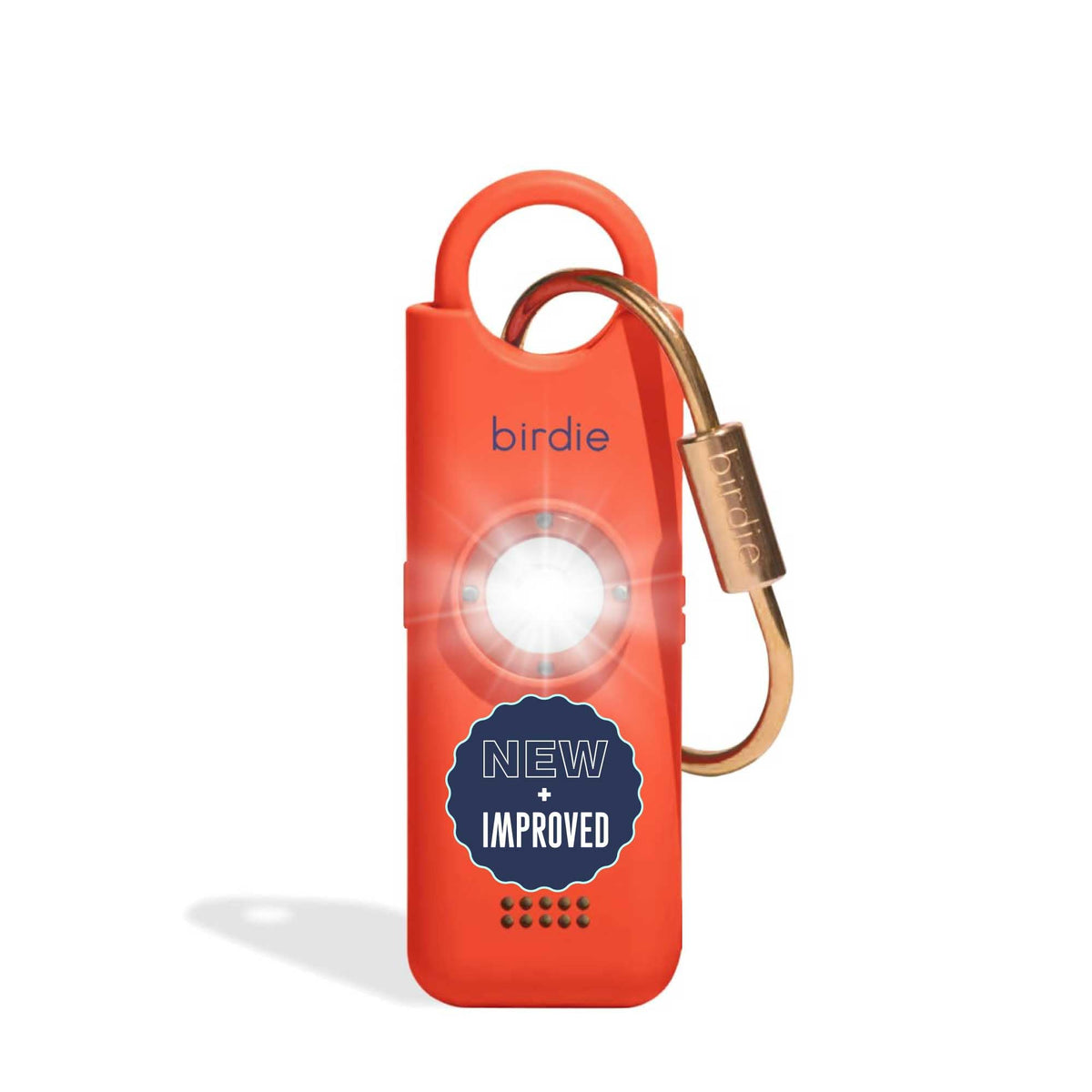 She’s Birdie front view coral orange showing compact rescue-ready design and visibility