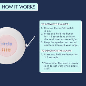 She's Birdie clipped to a backpack providing hands-free protection on the go