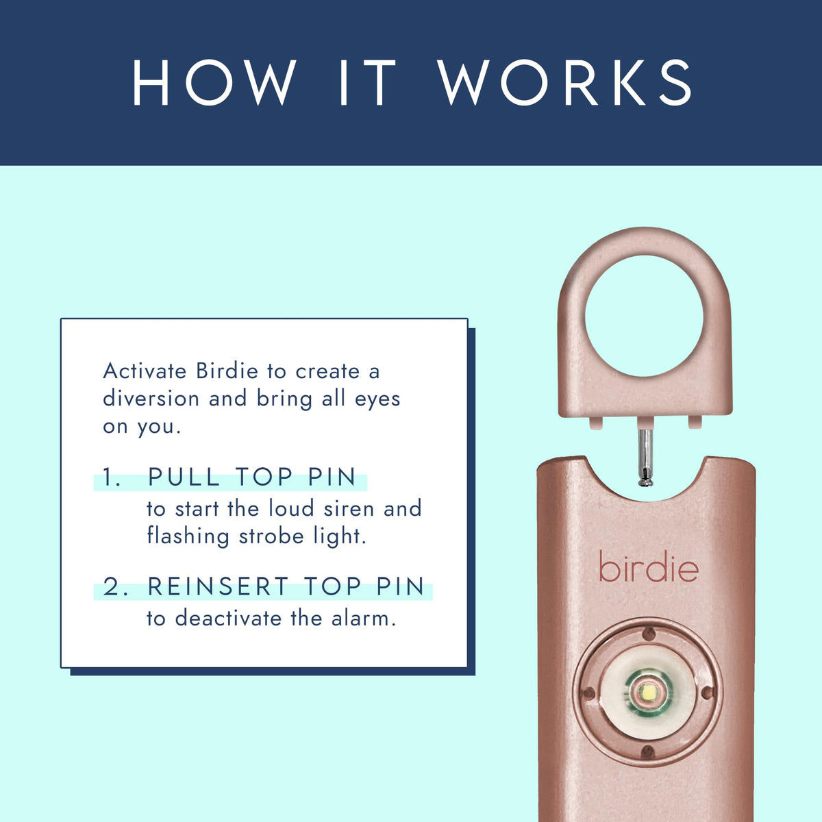 She’s Birdie close-up of pull ring mechanism demonstrating quick activation