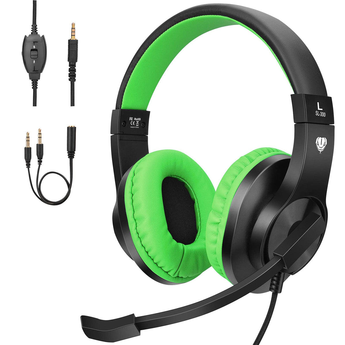 ShinePick Kids headphones green over-ear design provides comfortable fit for long study and play