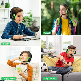 ShinePick Kids headphones green with-ps5-console shows compatibility with gaming devices