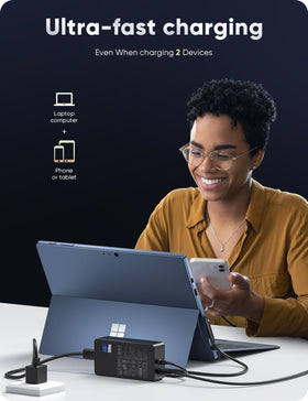 Shineten powering Surface Laptop Studio in use, fast recharge benefit
