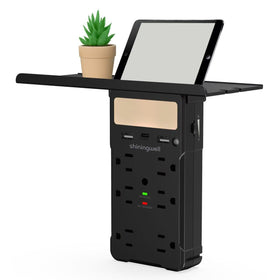 shiningwell front view mounted showing multiple outlets and shelf benefit