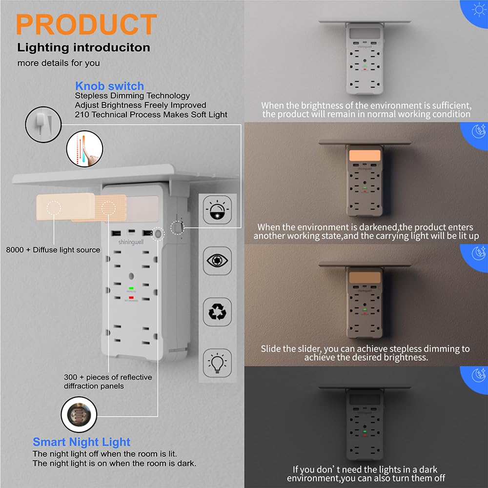 shiningwell night light illuminated in bathroom providing soft glow