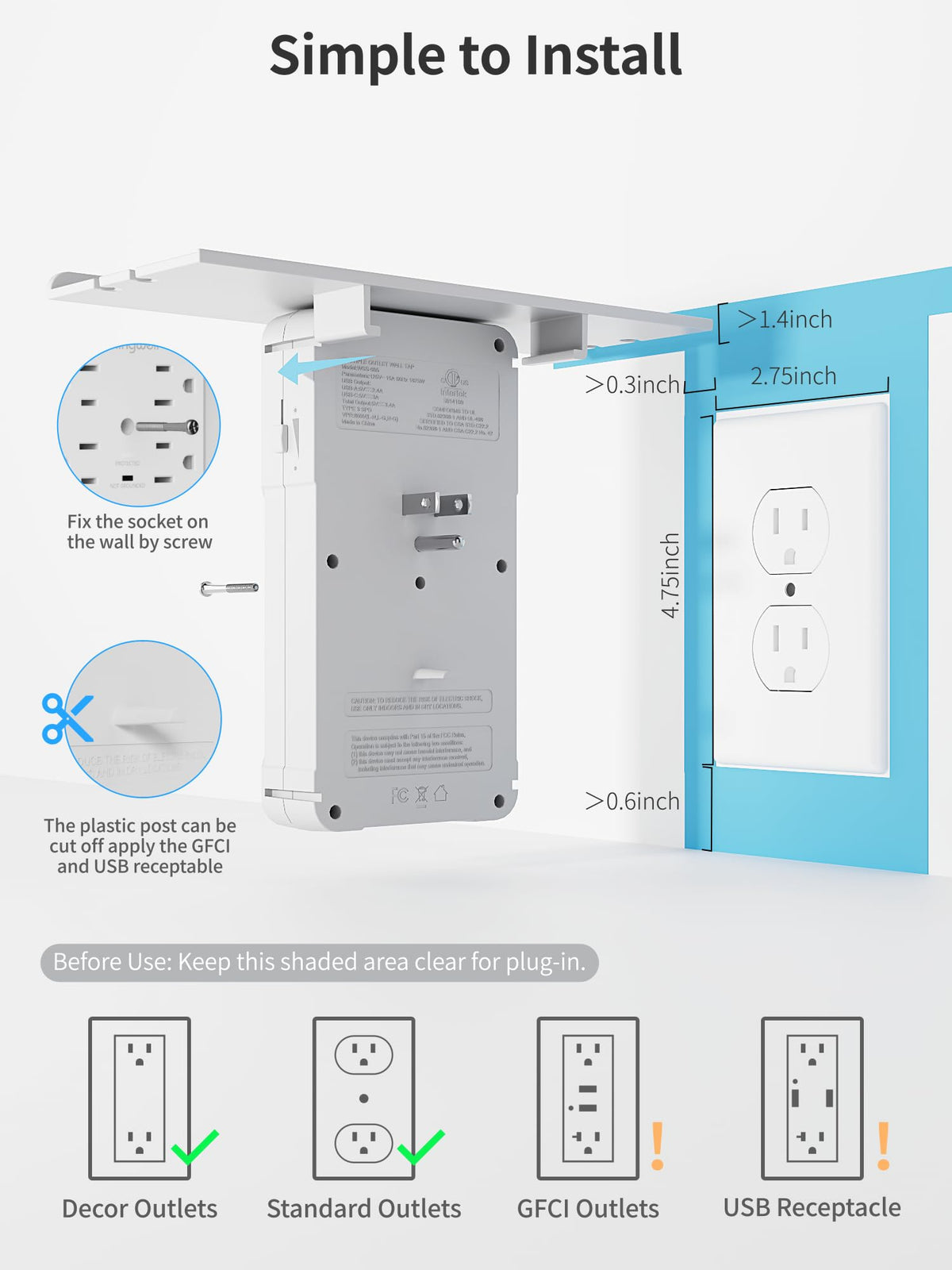 shiningwell USB and AC ports detail illustrating fast convenient charging