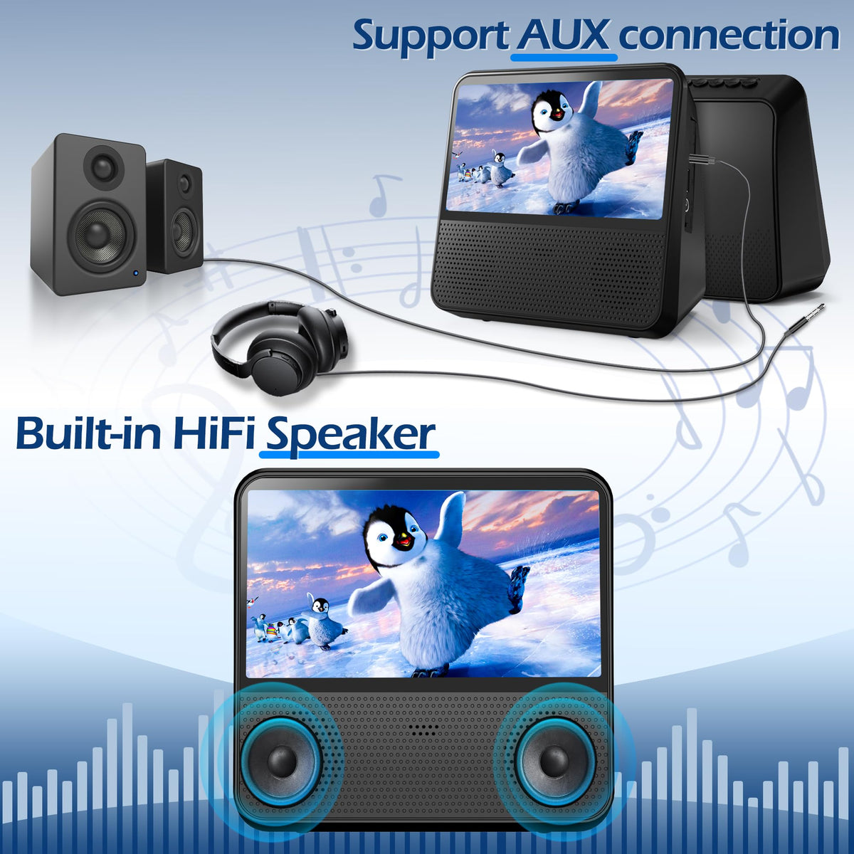 SHIWAKOTO 4000mAh battery pack enabling hours of playback on a single charge.