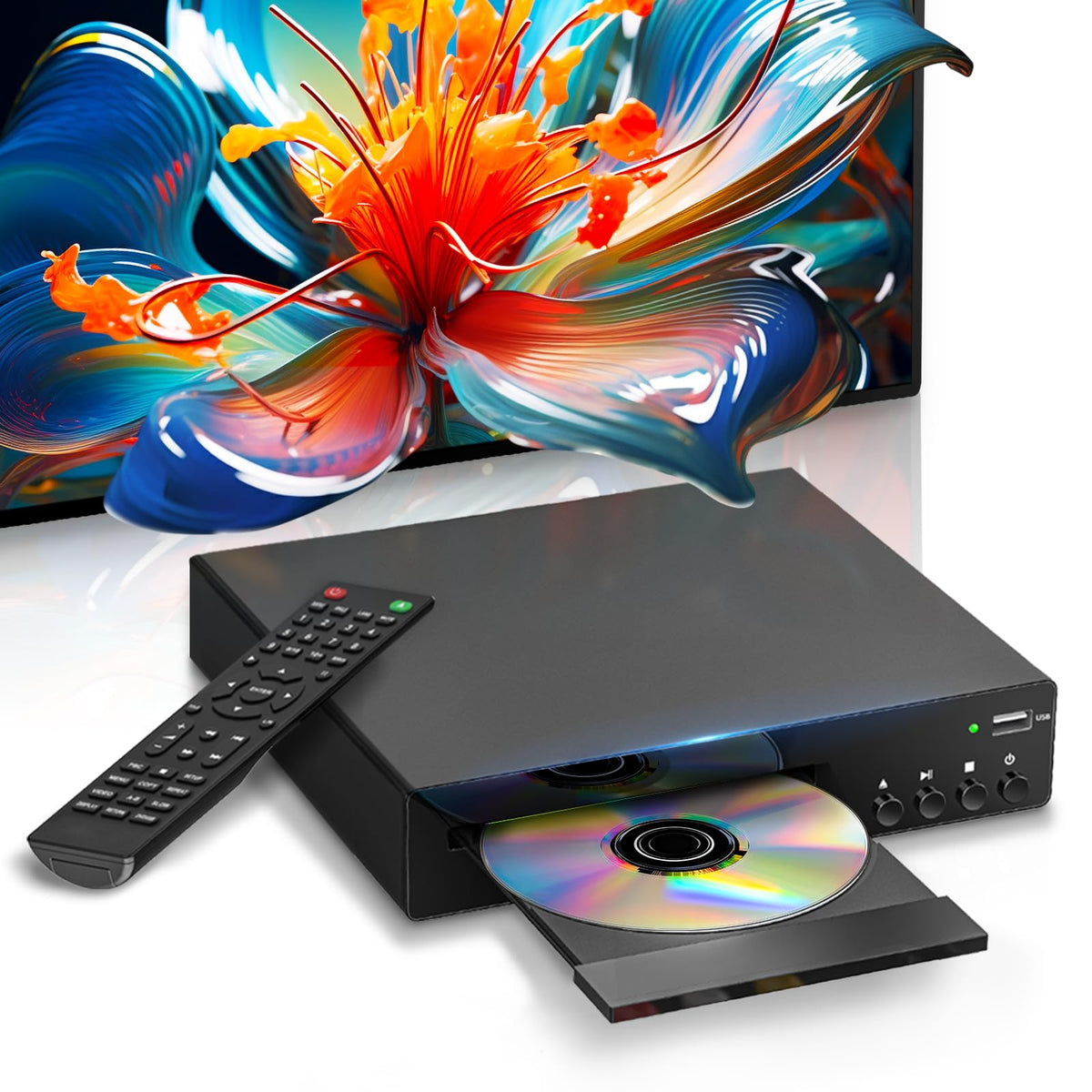 SHIWAKOTO all-region DVD player with 1080p HDR visuals for cinema-like viewing.