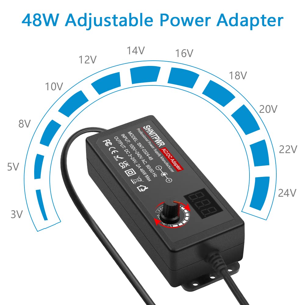 SHNITPWR clear LCD display closeup showing output voltage for precise setup