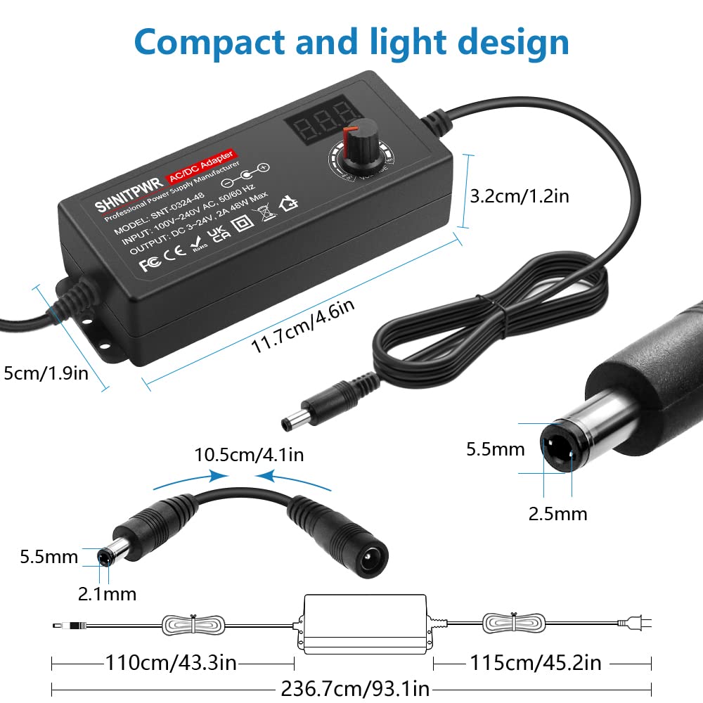 SHNITPWR full set of 14 tips and polarity converter cable offering broad compatibility