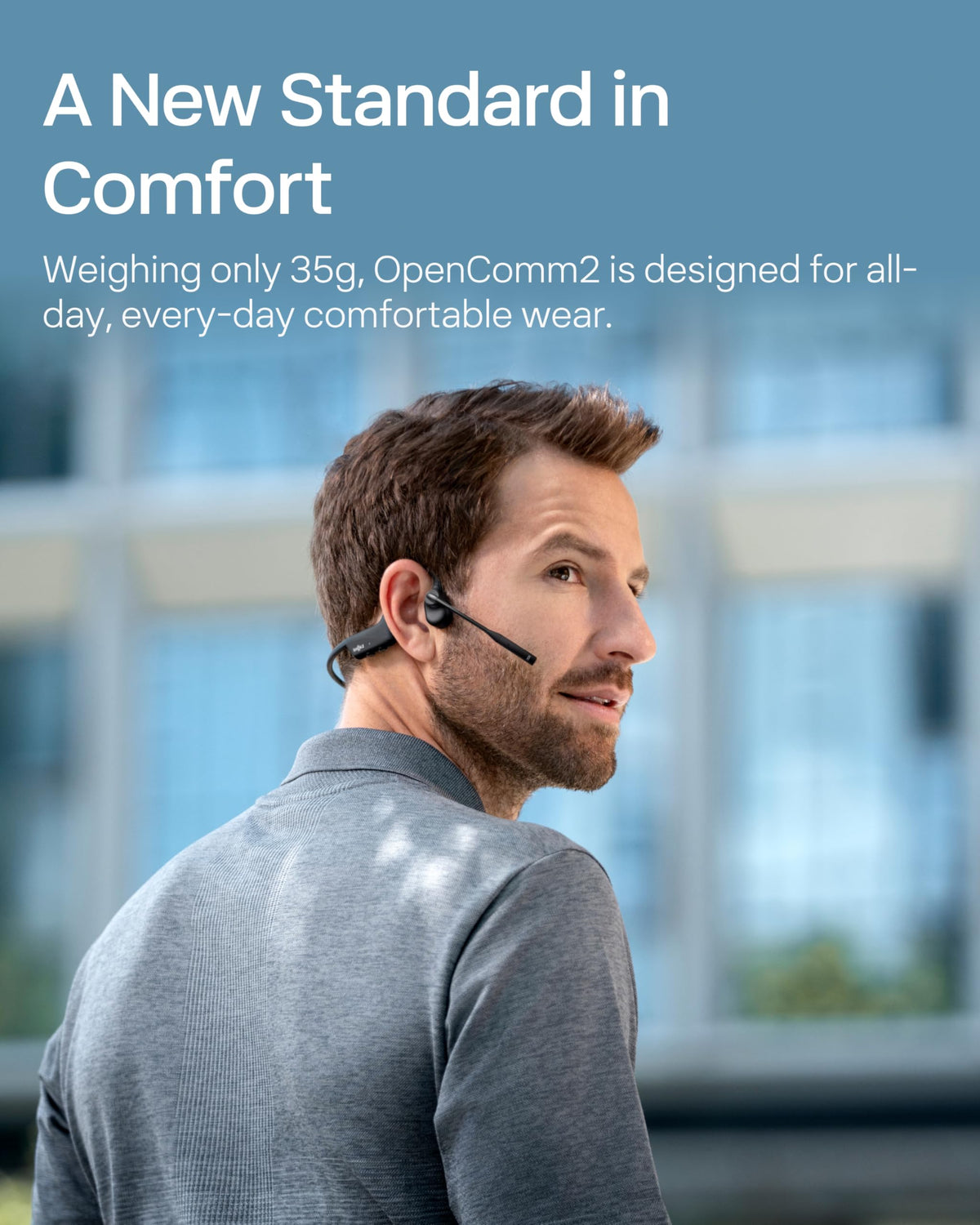 SHOKZ OpenComm2 bone conduction technology for aware conversations.