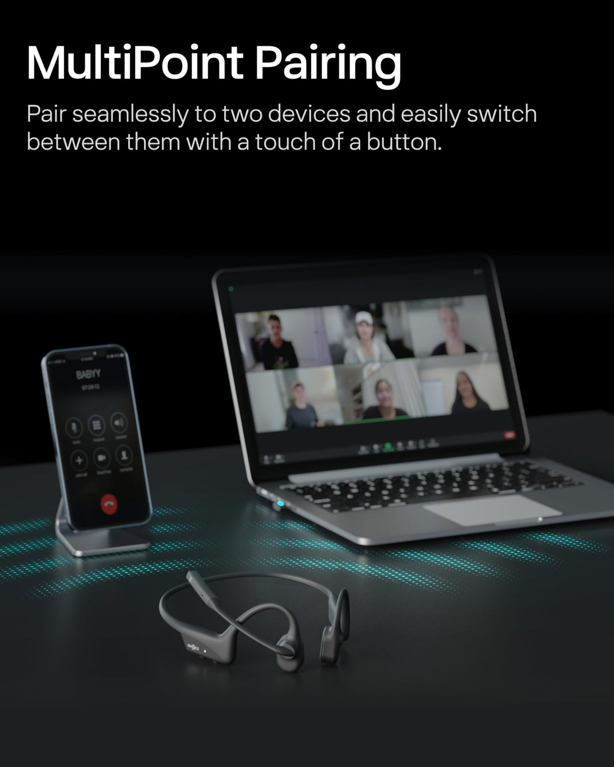 SHOKZ OpenComm2 UC IP55 finish resists splashes during daily use