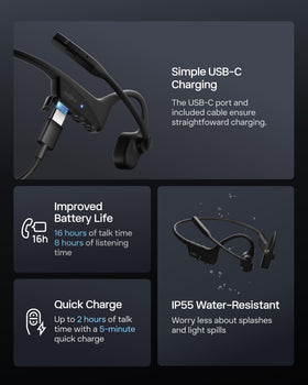 SHOKZ OpenComm2 UC intuitive controls enable quick volume and mute adjustments