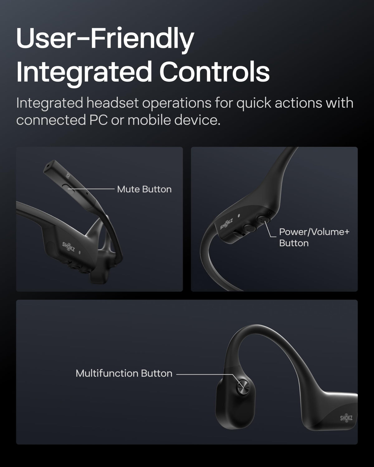 SHOKZ OpenComm2 UC up to 16 hours of talk time per charge