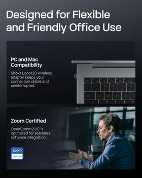 SHOKZ OpenComm2 UC USB-A dongle connects to PC or Mac smoothly