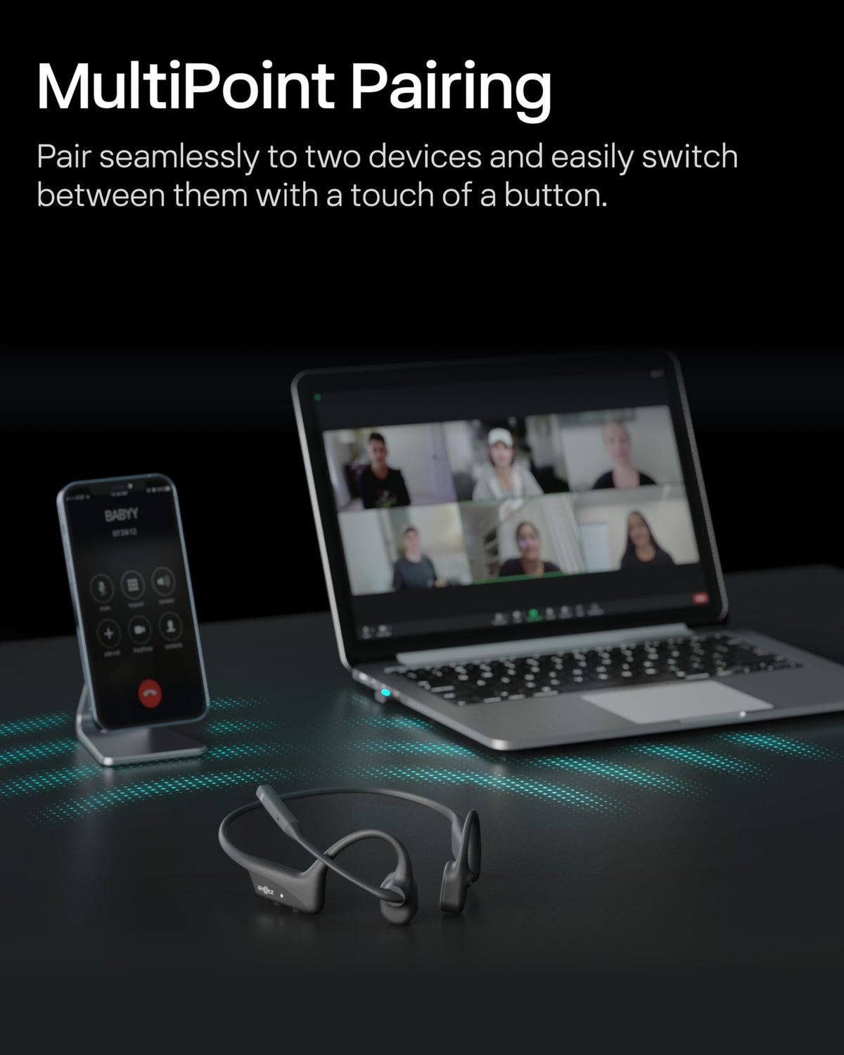 SHOKZ OpenComm2 UC IP55 soft silicone finish resists sweat and light rain