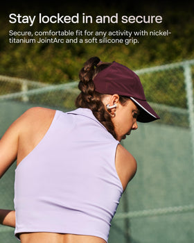 SHOKZ OpenDots One interchangeable left-right earbuds for flexible fit.
