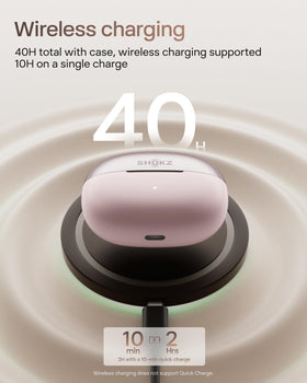Shokz OpenDots One 10-minute quick charge adds two hours.