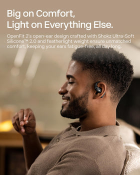 SHOKZ OpenFit 2 open-ear design preserves awareness during calls.