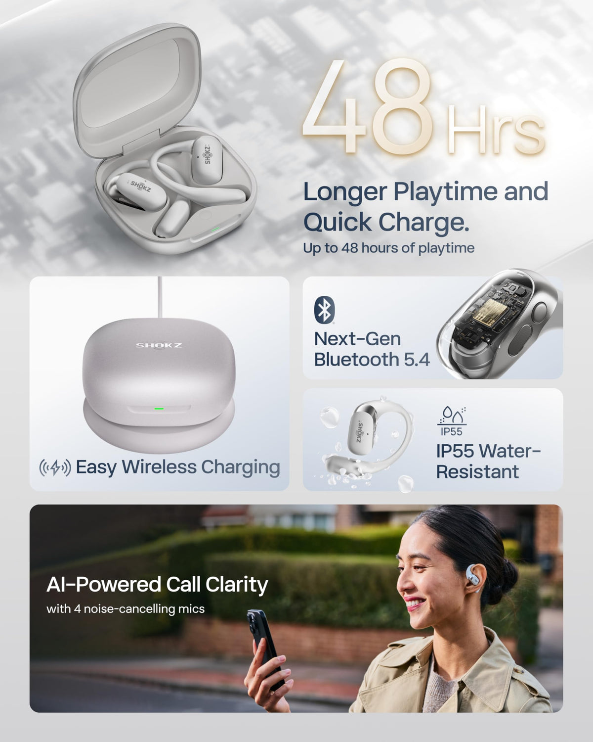 SHOKZ OpenFit 2+ quick-charge delivers hours of playback