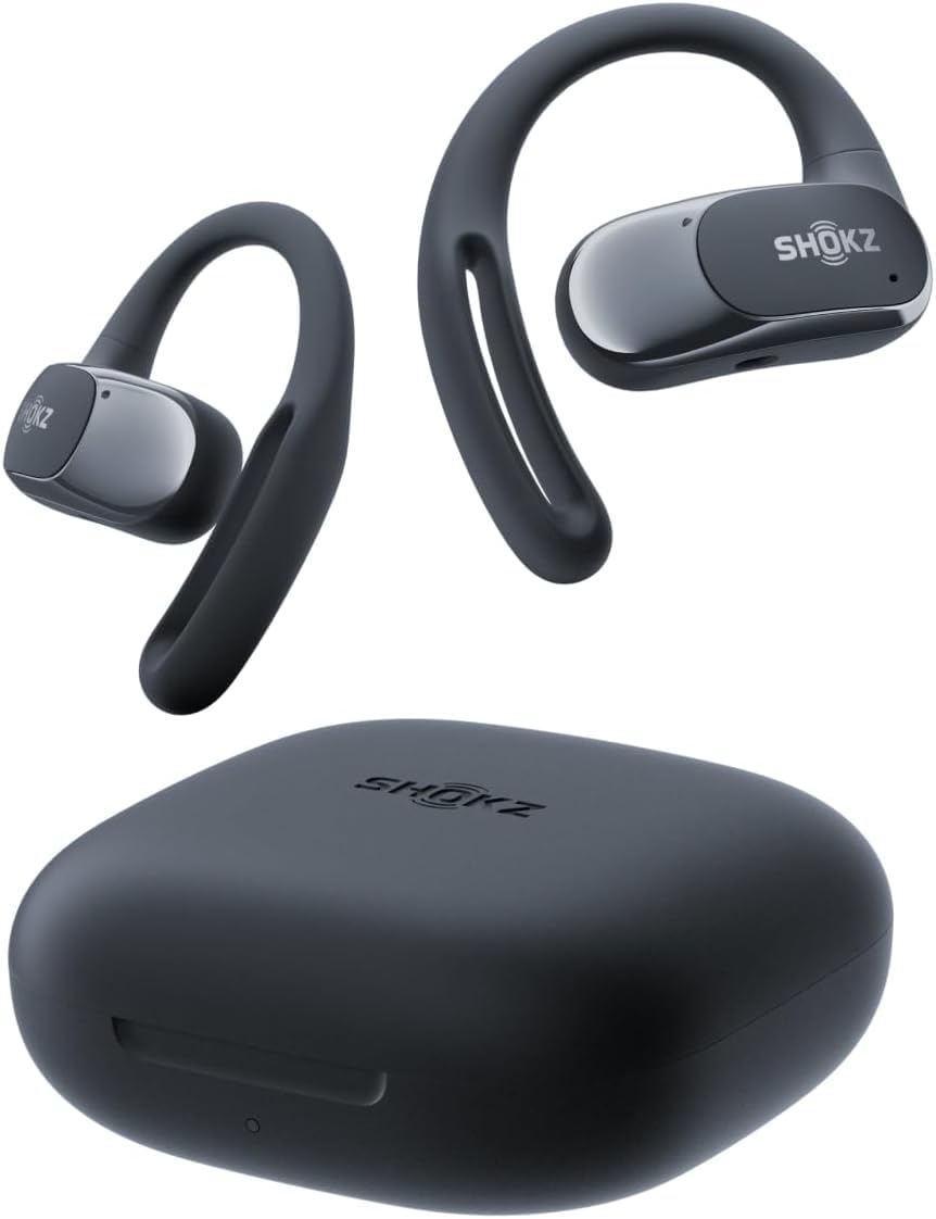 Shokz OpenFit Air open-ear design for secure, comfortable listening on the go.