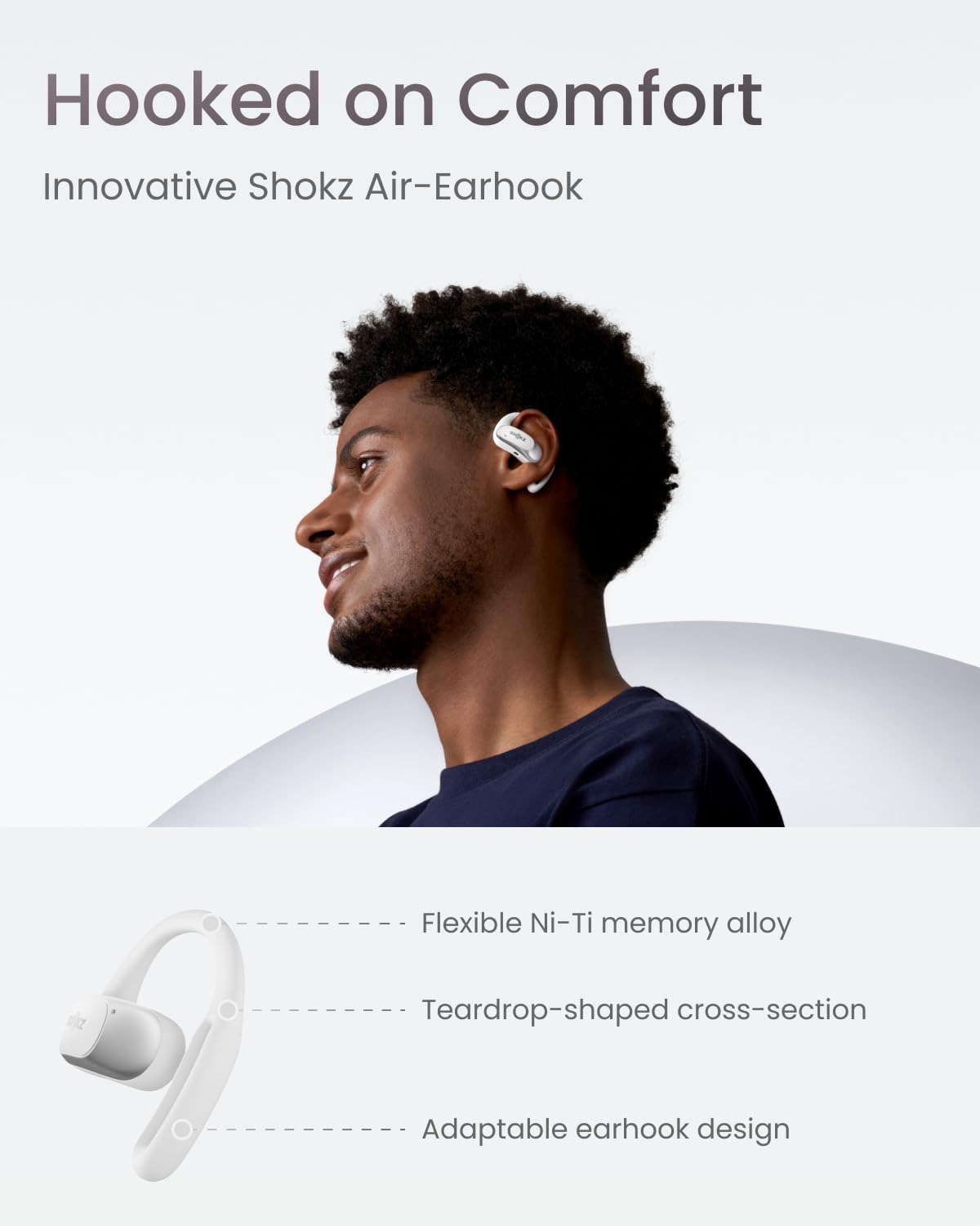 SHOKZ OpenFit Air premium sound with DirectPitch delivering natural detail and deep bass