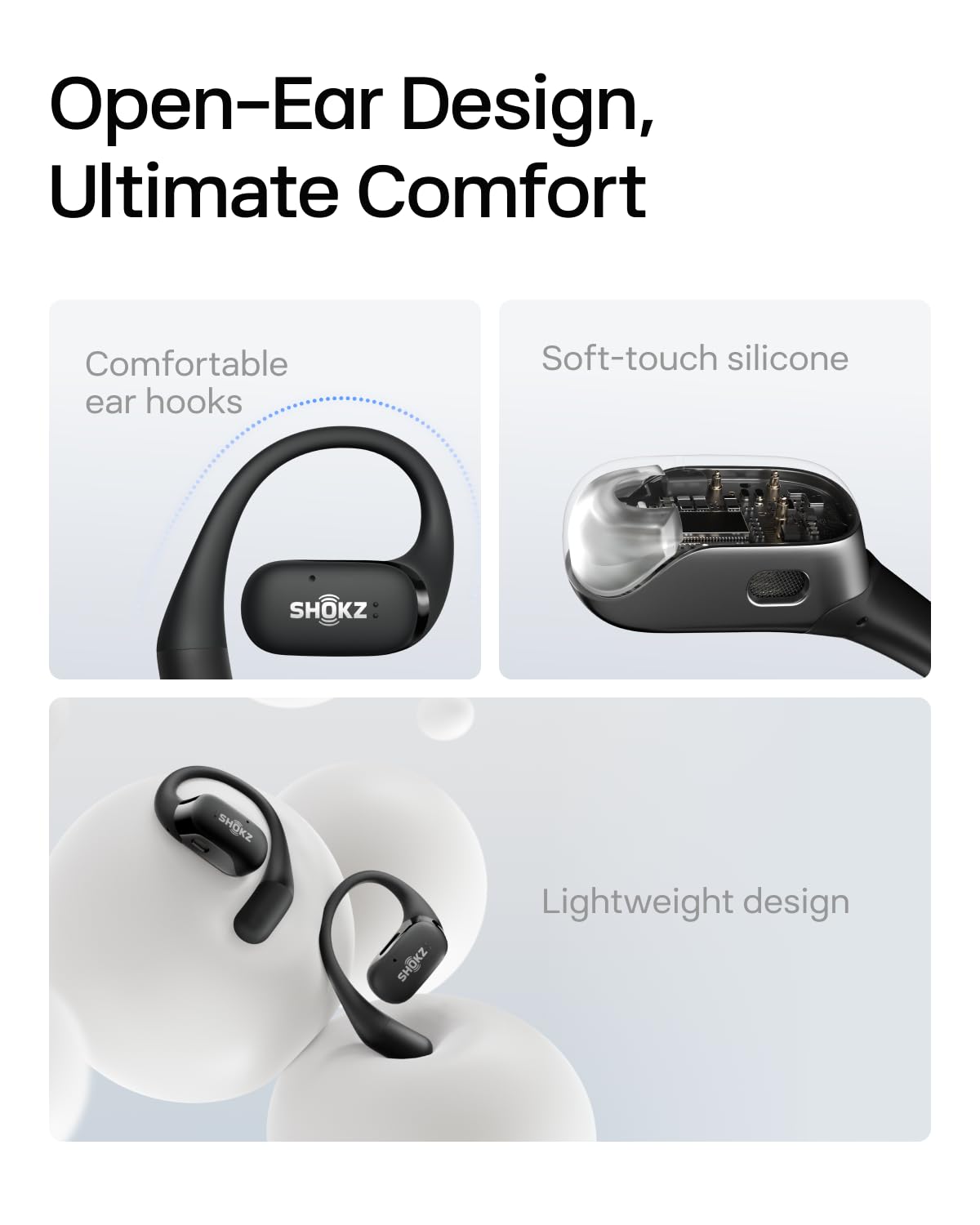 SHOKZ OpenFit all-day comfort from featherlight earhooks
