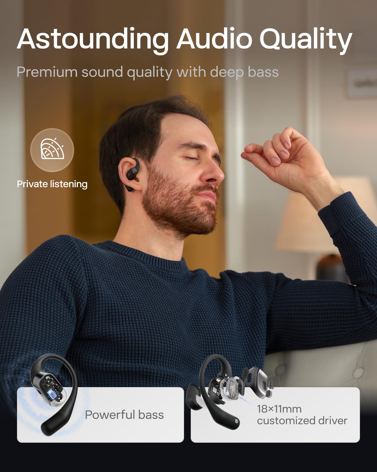 SHOKZ OpenFit ergonomic ear hooks deliver a snug, secure fit