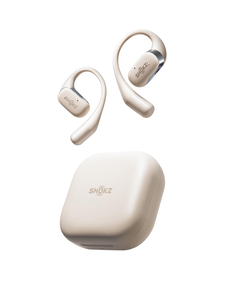 SHOKZ OpenFit open-ear design for comfortable listening during workouts.