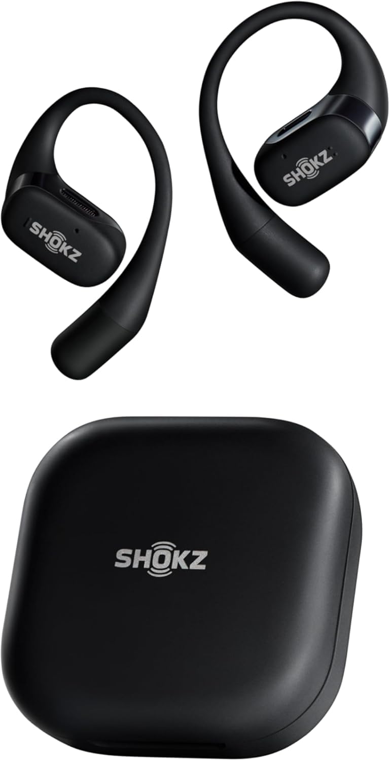 SHOKZ OpenFit open-ear design for comfortable listening on the move.
