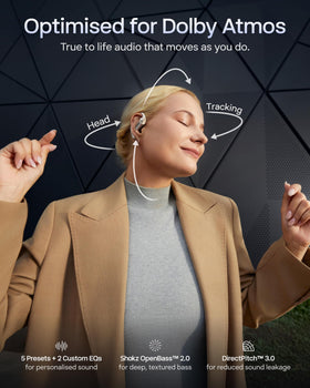 SHOKZ OpenFit Pro AI-powered triple microphone for clearer calls.