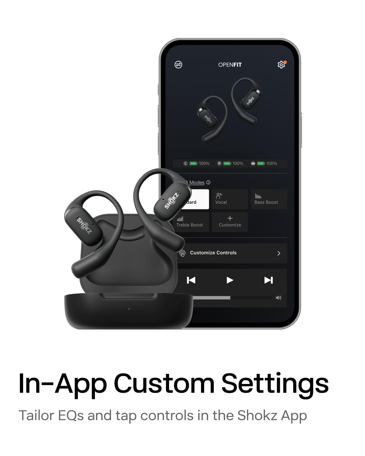 SHOKZ OpenFit quick charge at 5 minutes for an extra hour