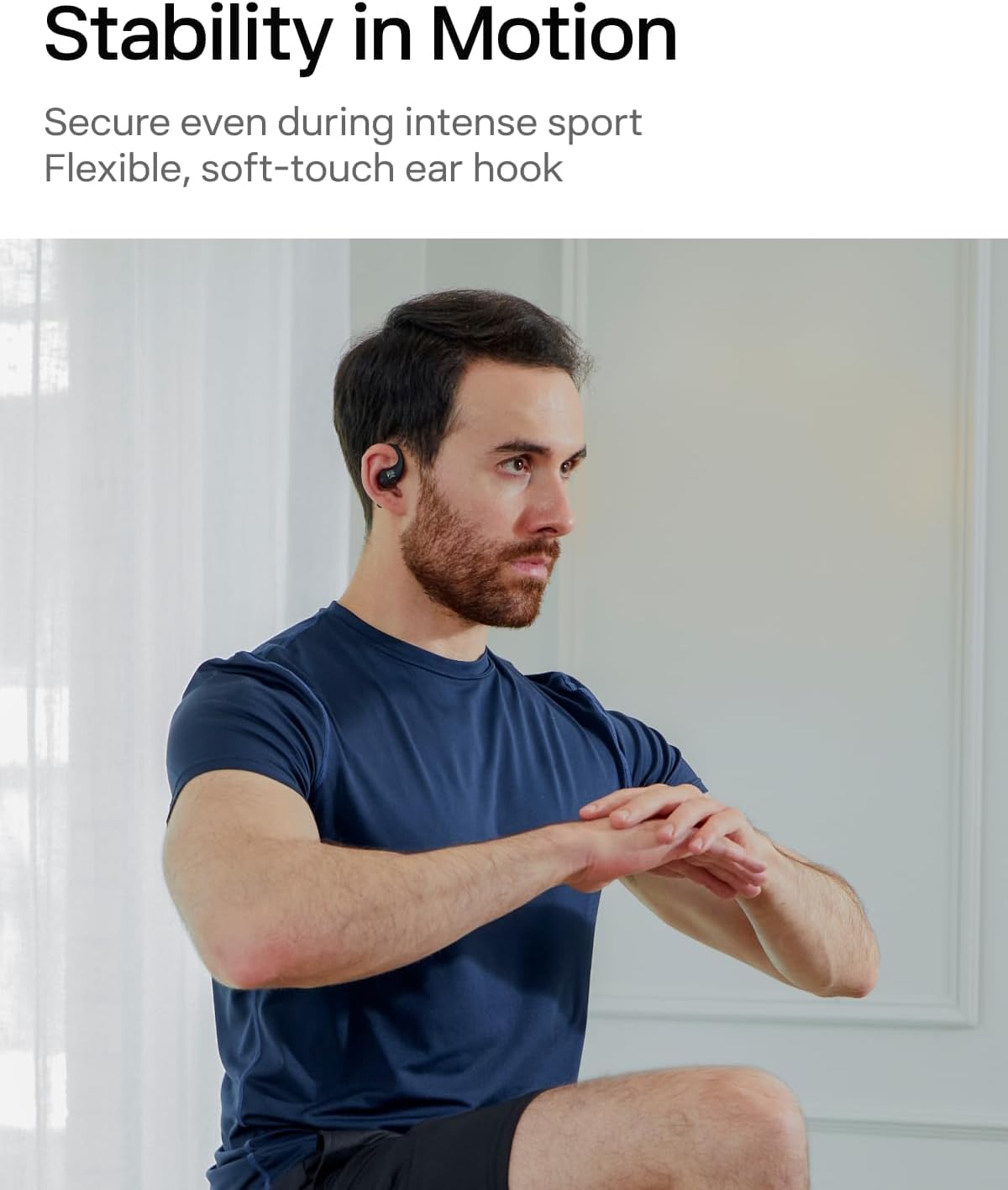 SHOKZ OpenFit secure fit with flexible ear hooks for active movement.