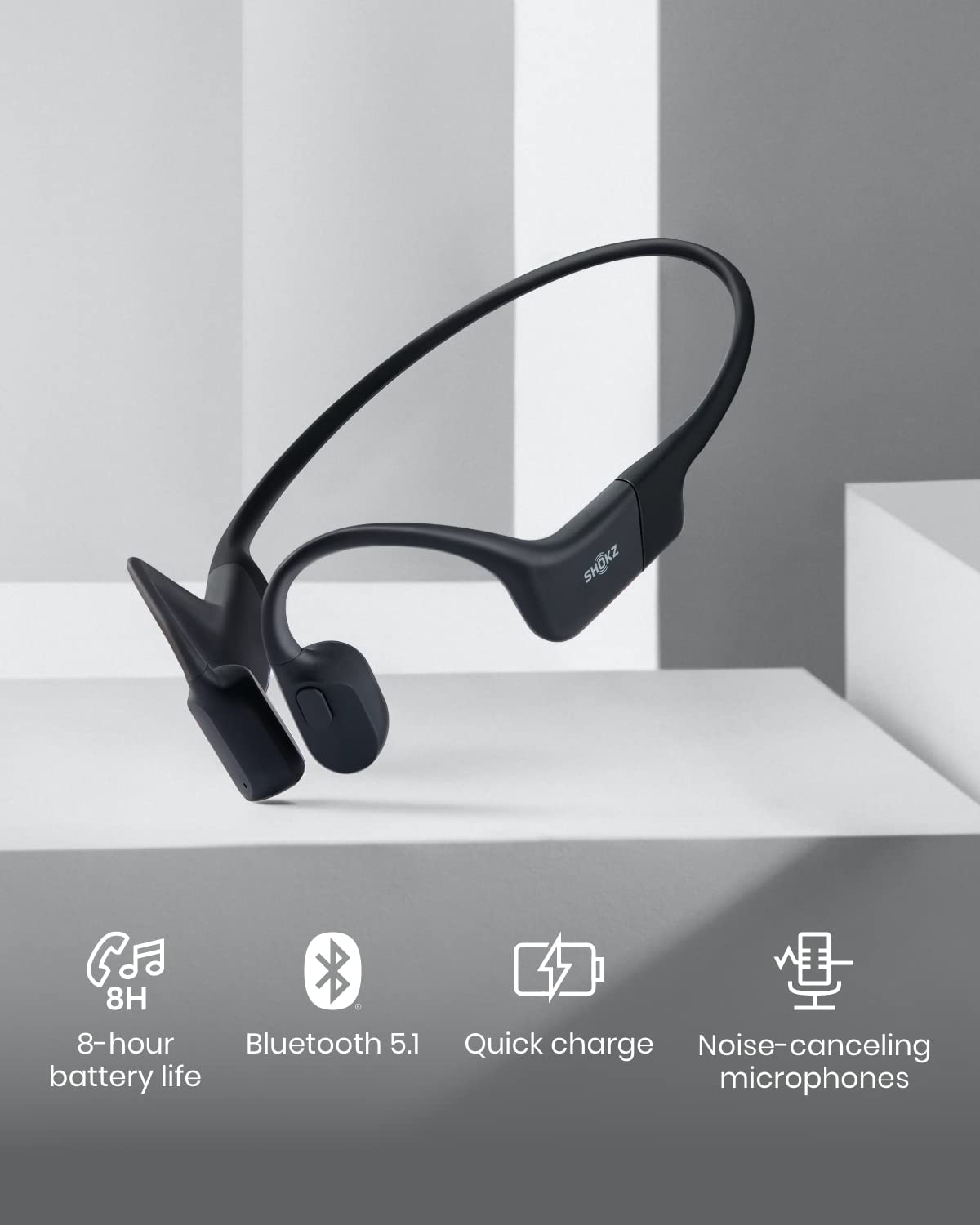 SHOKZ OpenRun Mini delivers up to 8 hours of music and calls.